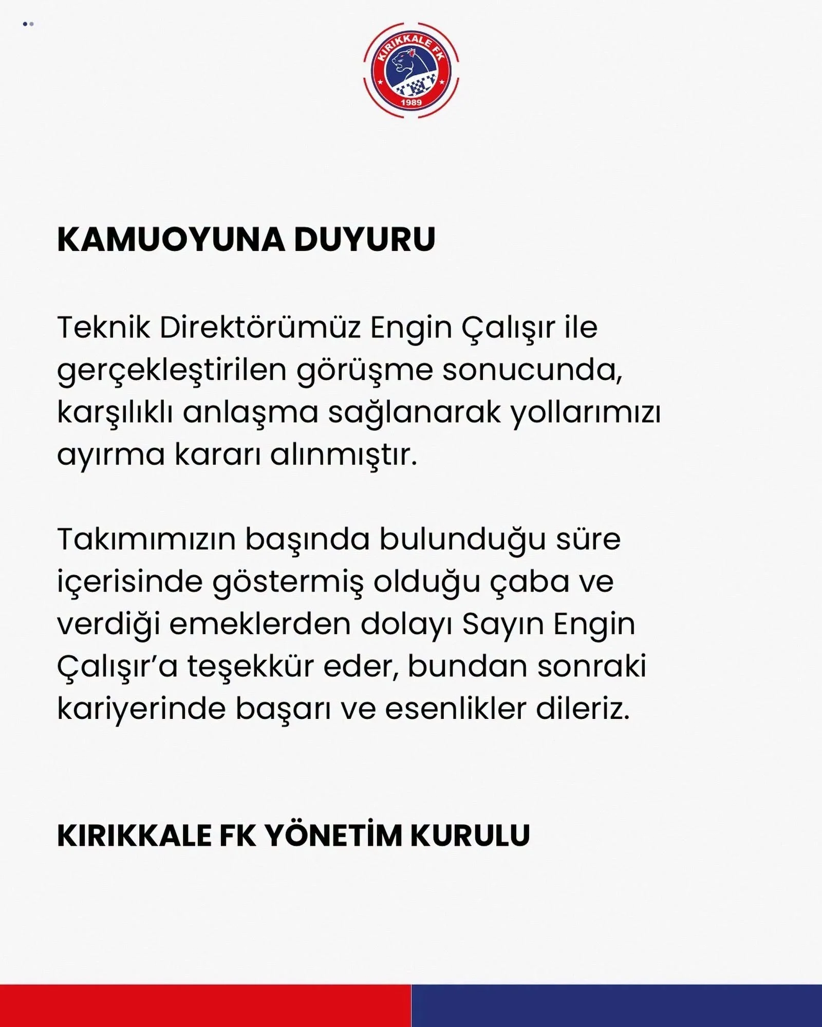 Kırıkkale FK'da Engin Çalışır ile yollar ayrıldı - 1