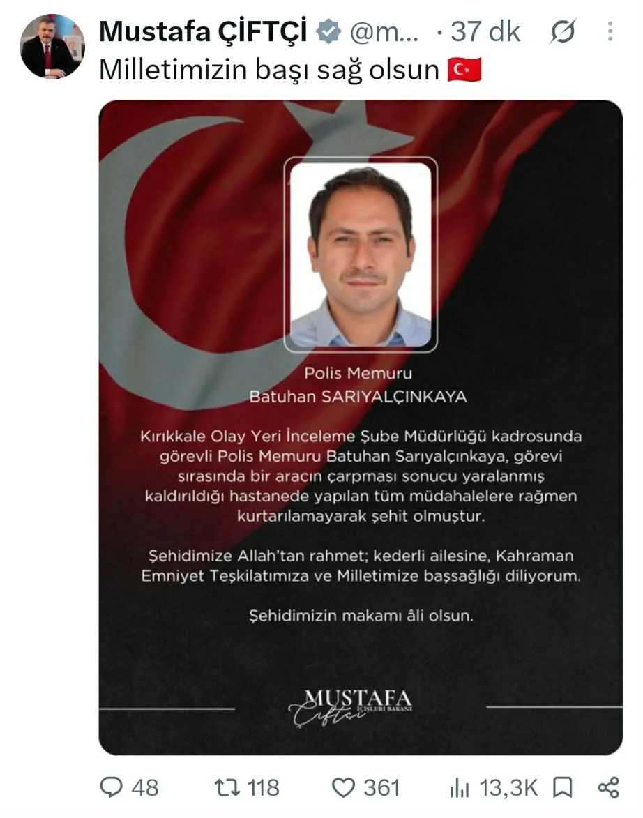 Kırıkkale’de Görev Başında Yaralanan Polis Memuru Batuhan Sarıyalçınkaya Şehit Oldu - 1