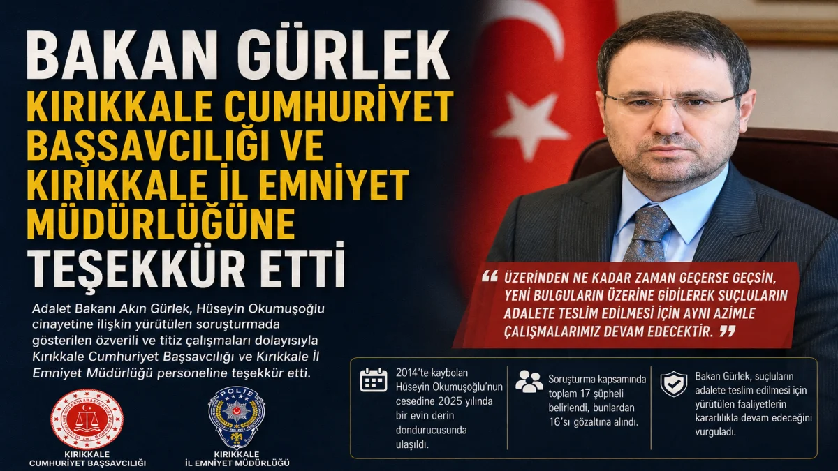 Bakan Gürlek’ten Hüseyin Okumuşoğlu Cinayeti Soruşturmasına Teşekkür