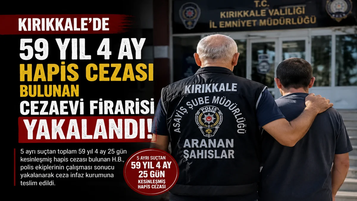 Kırıkkale’de 59 Yıl 4 Ay Hapis Cezası Bulunan Cezaevi Firarisi Yakalandı