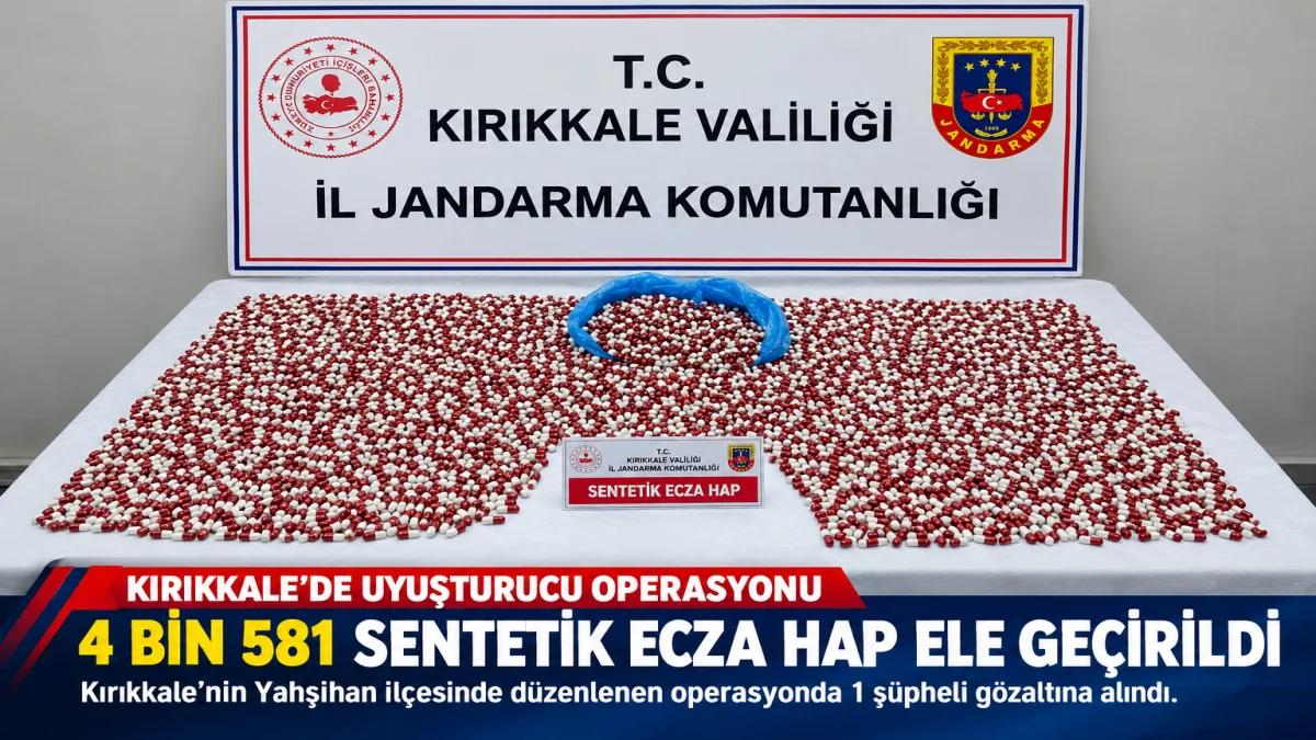 Kırıkkale’de Uyuşturucu Operasyonu: 4 Bin 581 Sentetik Ecza Hap Ele Geçirildi