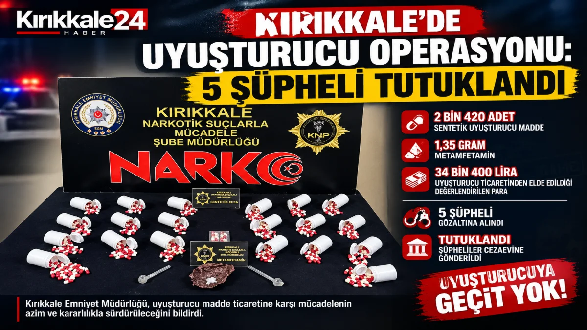 Kırıkkale’de Uyuşturucu Operasyonu: 5 Şüpheli Tutuklandı