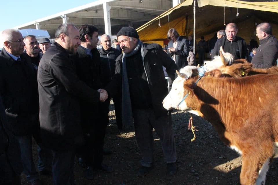 Hayvan pazarını gezdi