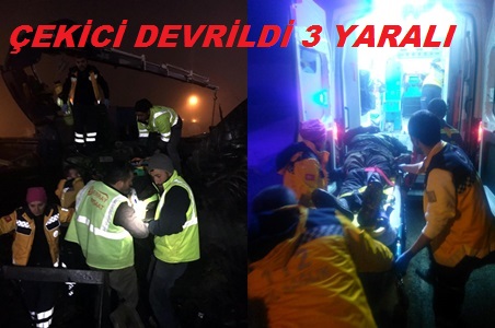 Balışeyh’te Çekici Raydan Çıkarak Devrildi 3 Yaralı