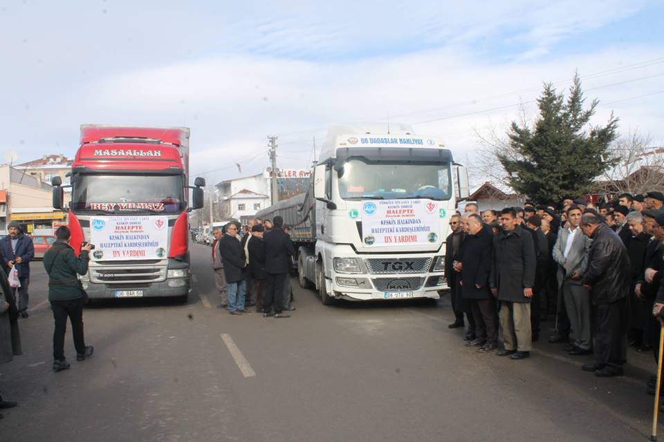 KESKİN’DEN HALEP’E 2 TIR UN GÖNDERİLDİ