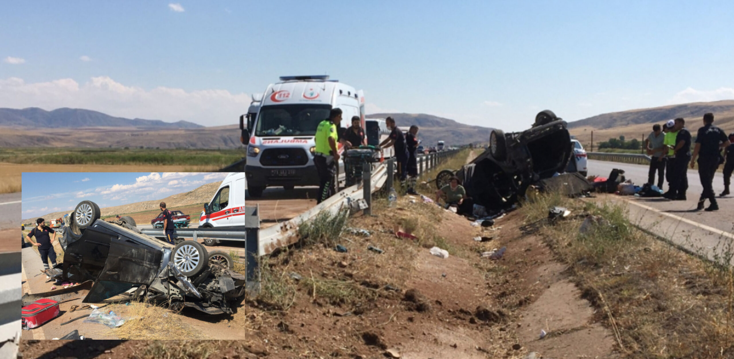 Kırıkkale’de devrilen otomobildeki 2 ‘si çocuk 6 kişi yaralandı