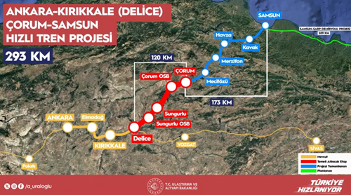 Ankara-Kırıkkale-Çorum-Samsun Hızlı Demiryolu Projesi’nin Delice-Çorum etabının temeli atılıyor