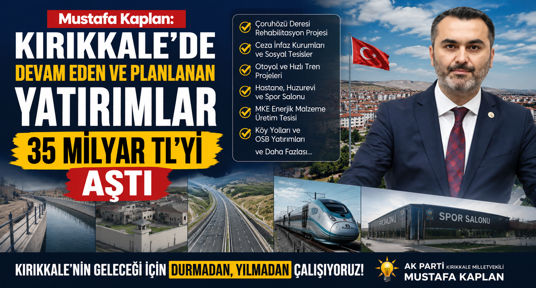 Mustafa Kaplan: “Kırıkkale’de Devam Eden ve Planlanan Yatırımlar 35 Milyar TL’yi Aştı”