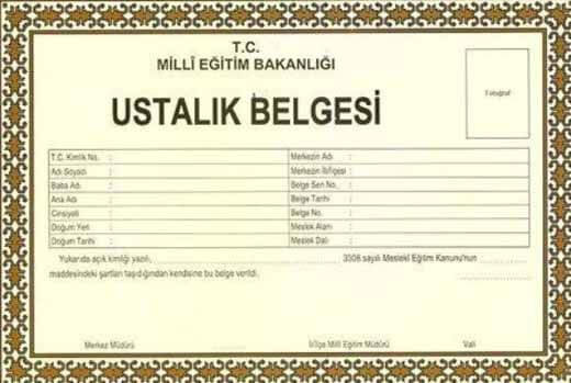 BU MESLEKLERE ”USTALIK BELGESİ” KALKTI